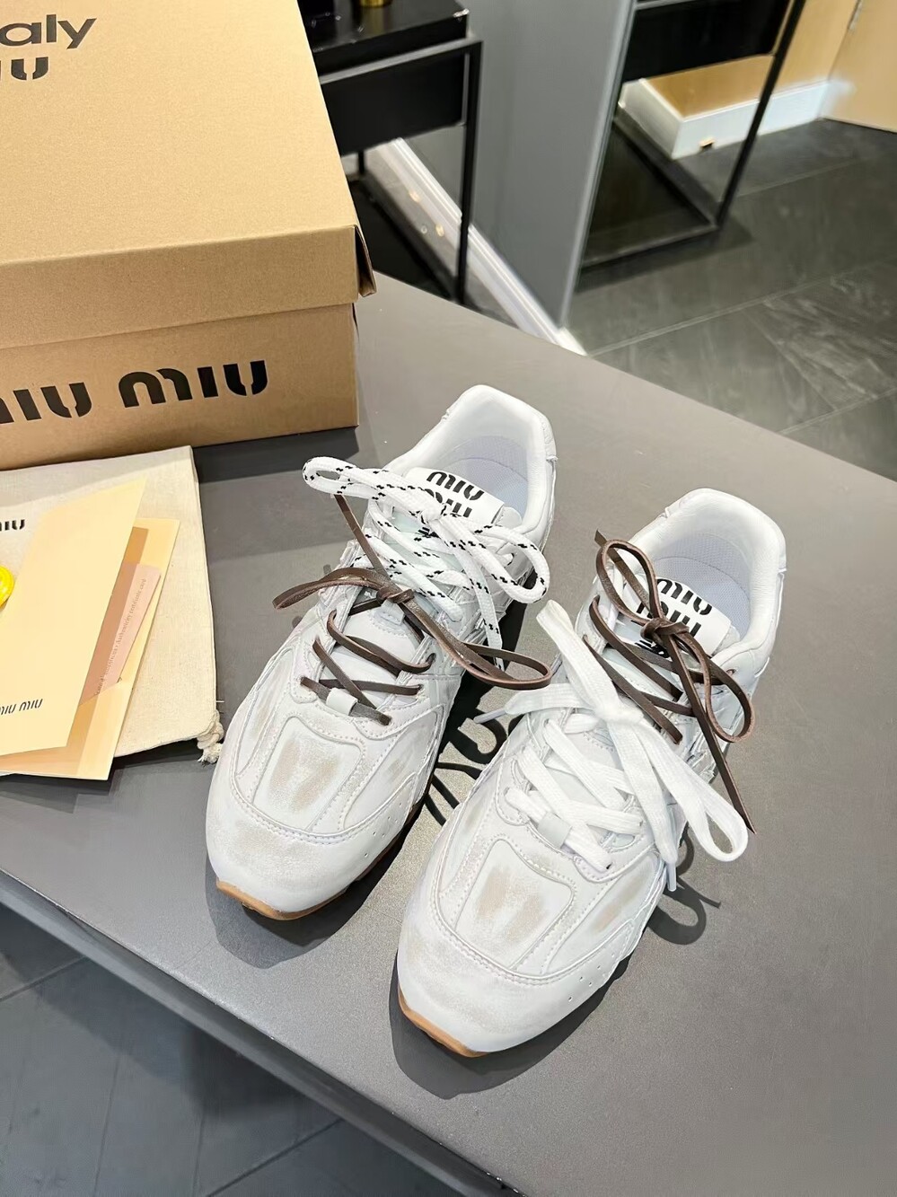 Miu Miu x New Balance White Co-Branded Sneakers